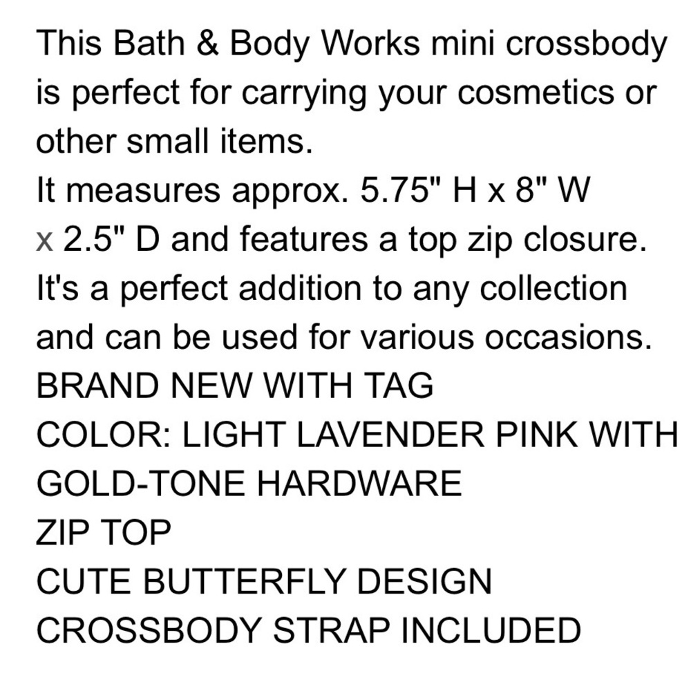 🆕🦋 BATH & BODY WORKS LIMITED EDITION BUTTERFLY CROSSBODY BAG. NEW WTAGS! - Picture 5 of 12